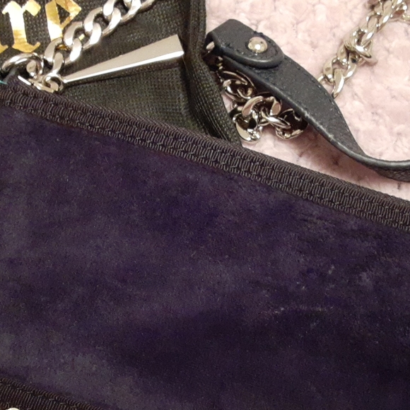 JUICY COUTURE Velour Sequin Navy Silver Crossbody Bag - Picture 3 of 5